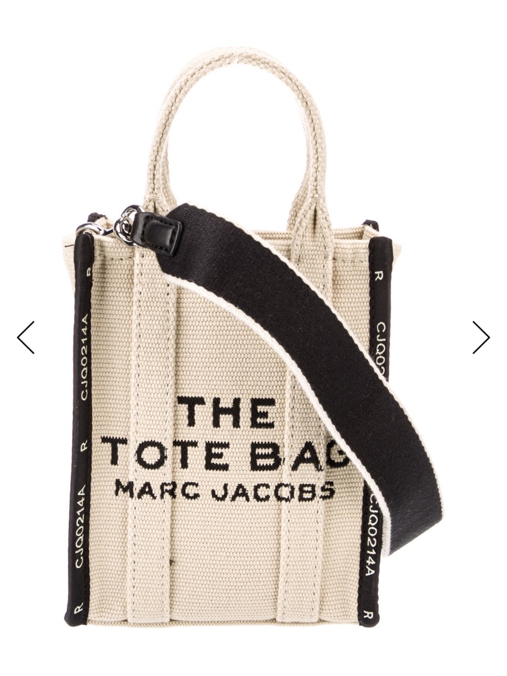 Marc Jacobs- Canvas Mini Tote Bag in Cream and Black w/ Strap & Dust Bag